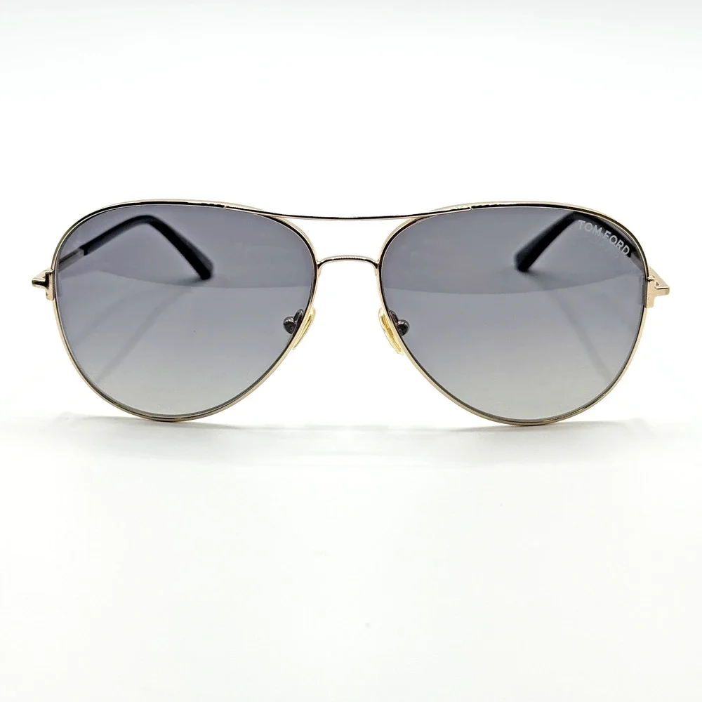Tom Ford Sunglasses Clark TF823 28D Rose Gold Aviator Polarized Smoke Lens 59mm